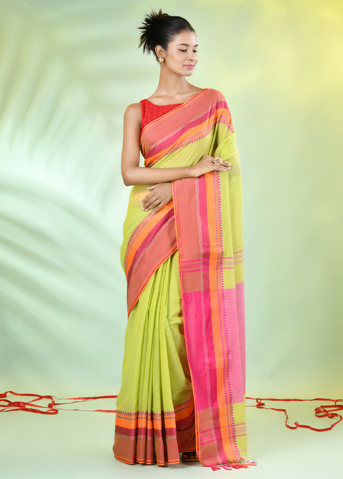 Light Green Cotton Saree With Blouse Piece Cheap Perfect