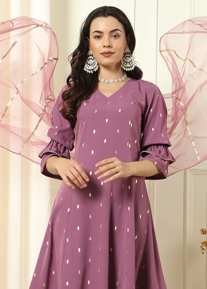 3 Pc Lavender Readymade Silk Dupatta Suit Set Sale Best Pices