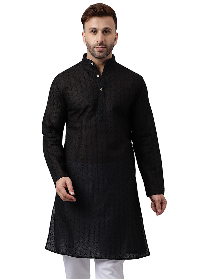 Black Silk Embroidered Kurta Wide Range Of Online