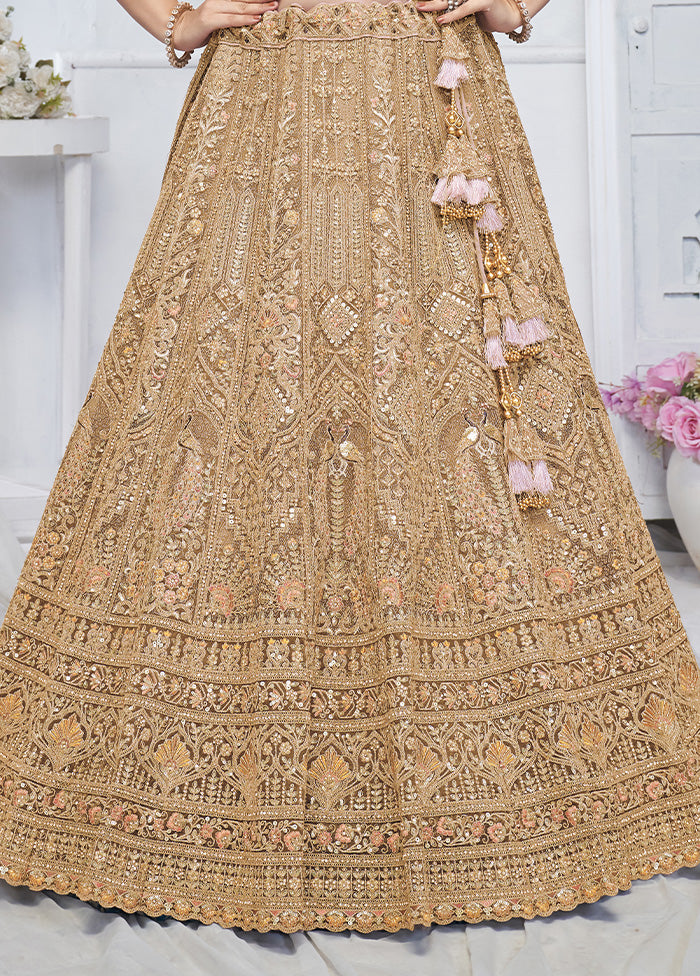 3 Pc Golden Net Semi Stitched Lehenga Set Buy Cheap Looking For