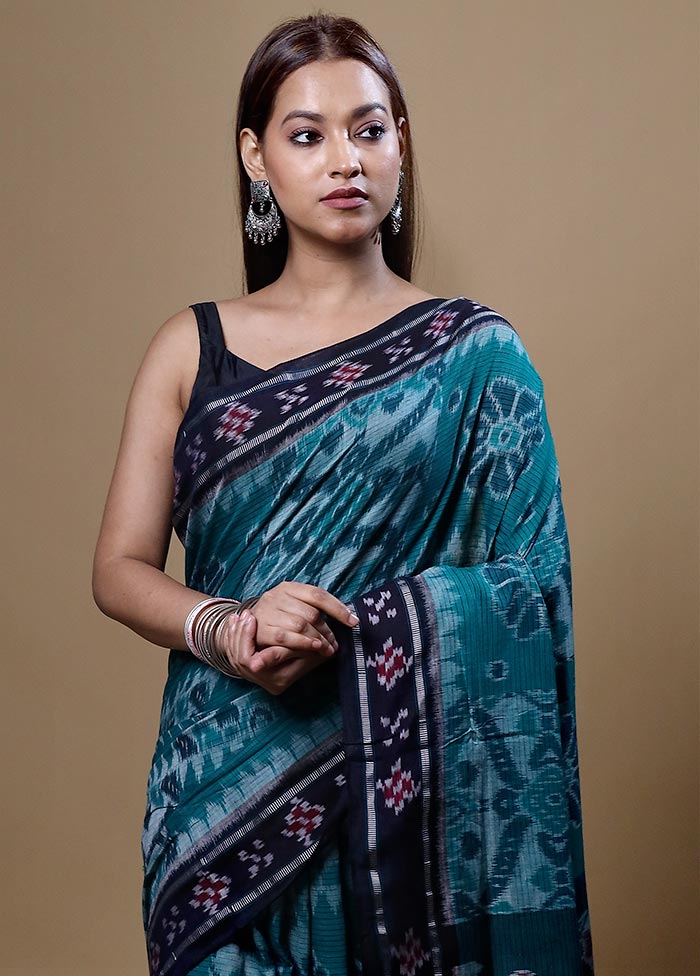 Blue Pure Cotton Saree With Blouse Piece Free Shipping Purchase