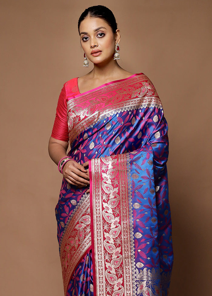 Blue Tanchoi Silk Saree With Blouse Piece Cheap Explore