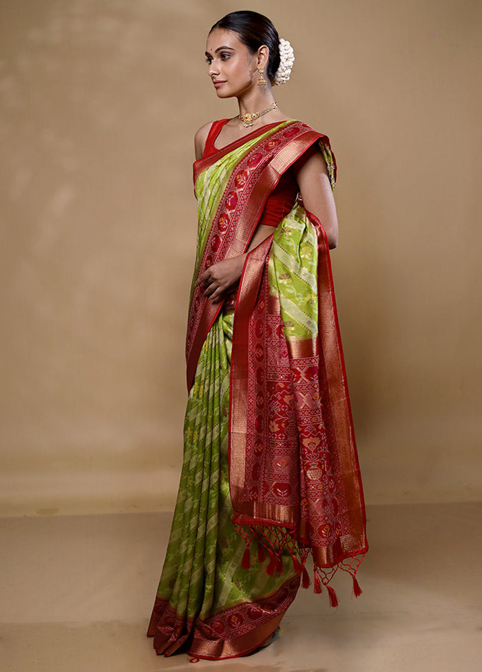 Green Dupion Silk Saree With Blouse Piece Outlet 100% Original