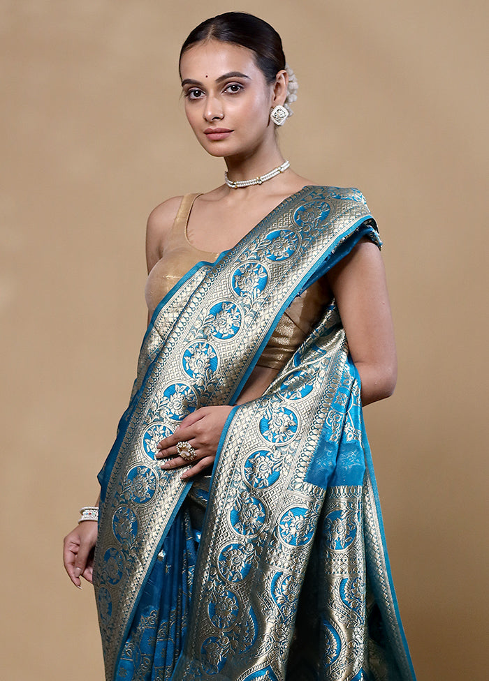 Blue Organza Saree With Blouse Piece Visit Cheap Pice