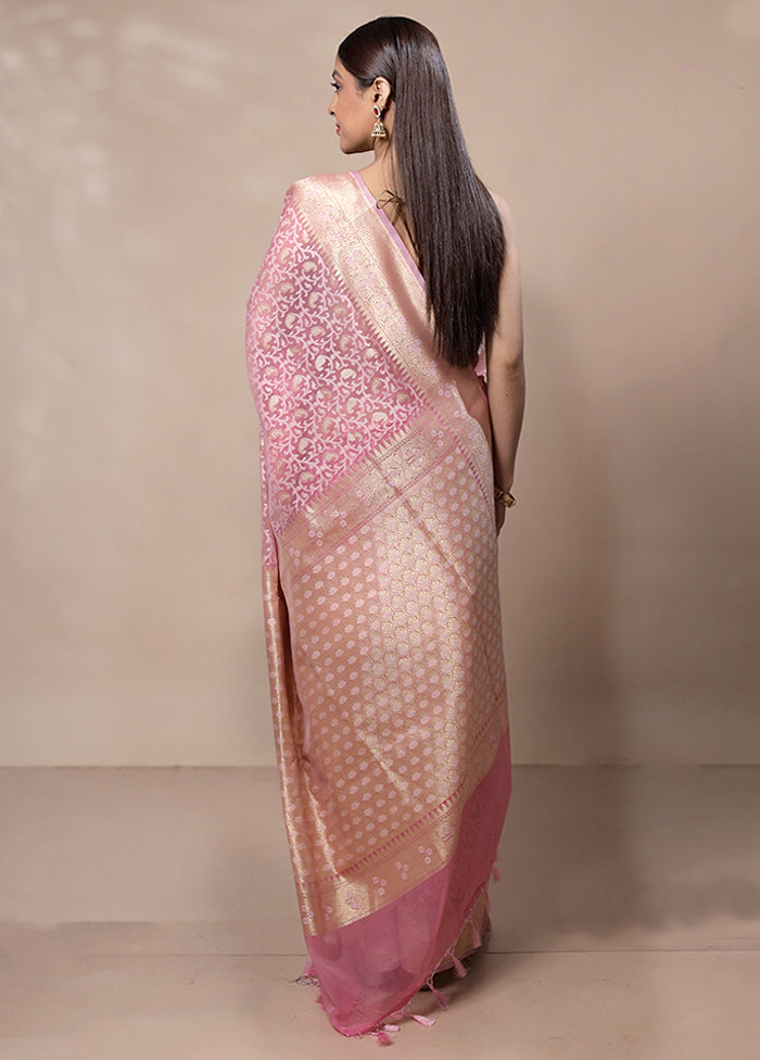 Pink Kora Silk Saree With Blouse Piece The Cheapest