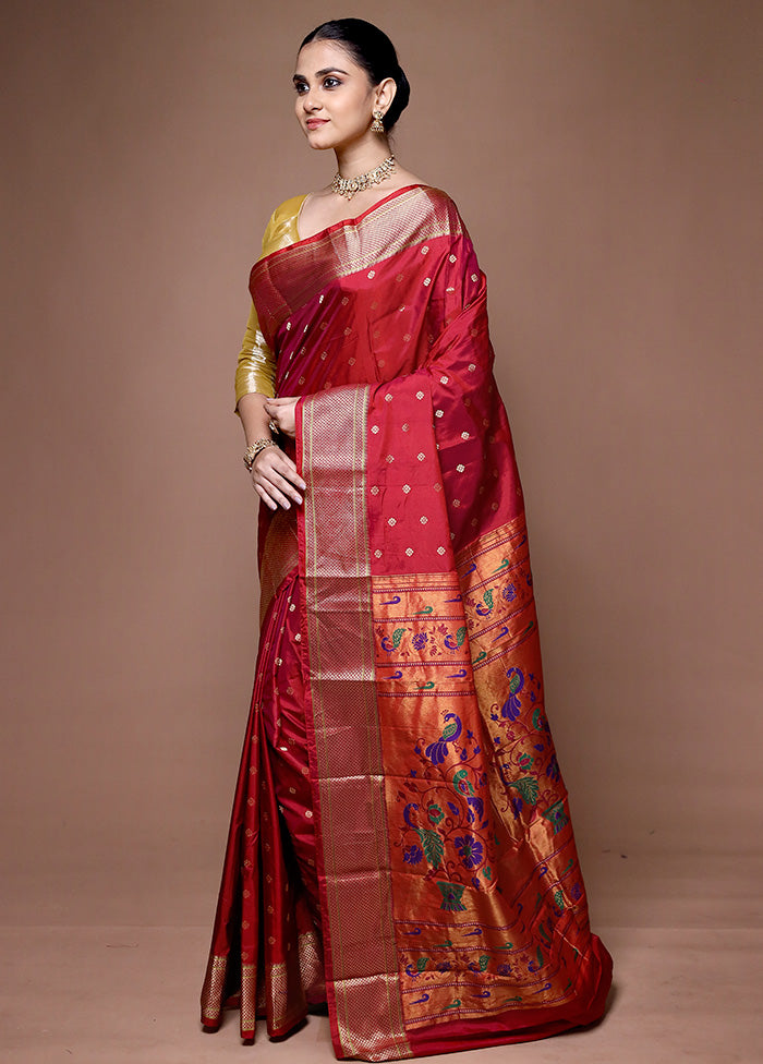 Red Handloom Kanjivaram Pure Silk Saree With Blouse Piece Cheap In China