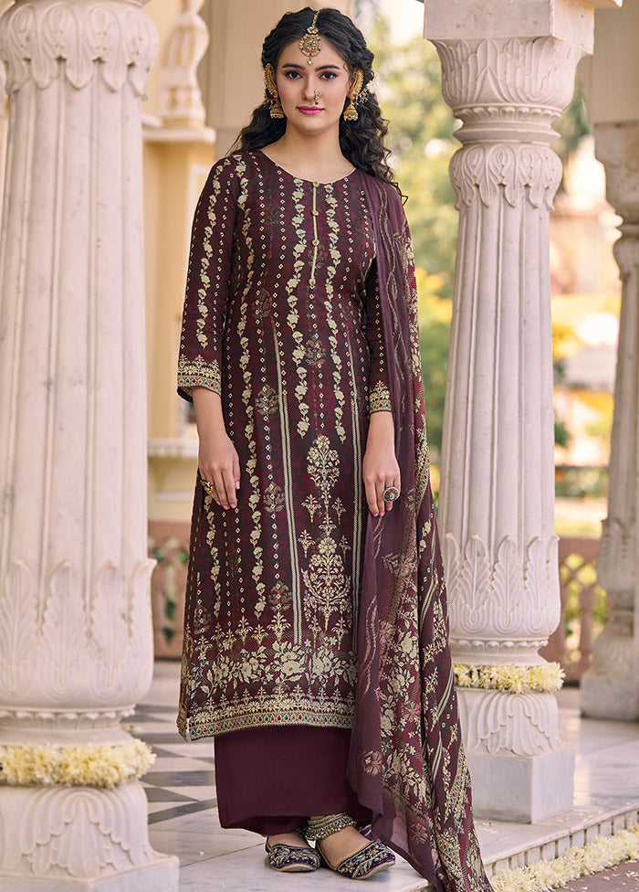 3 Pc Multicolor Unstitched Silk Suit Set Clearance Outlet