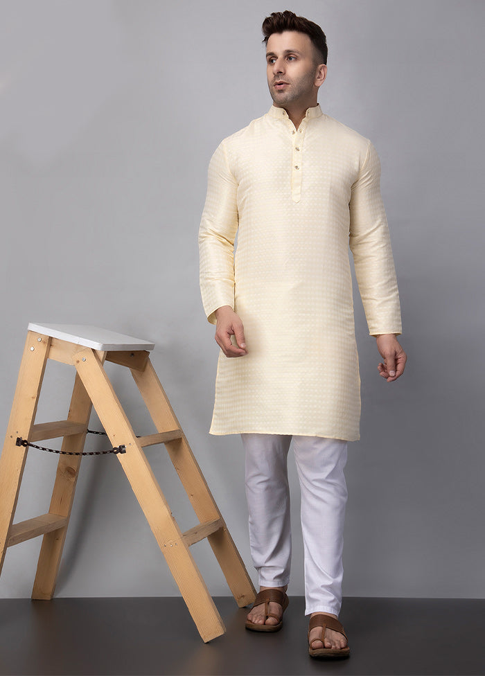 2 Pc Cream Viscose Kurta Pajama Set Limited Edition Online