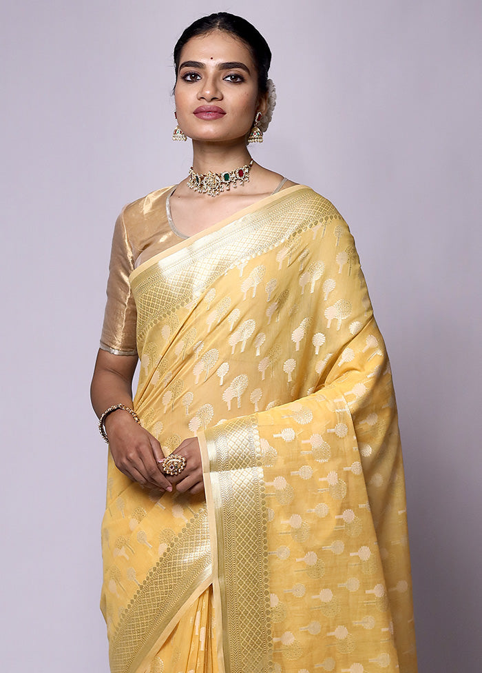 Yellow Kora Silk Saree With Blouse Piece Buy Cheap Perfect