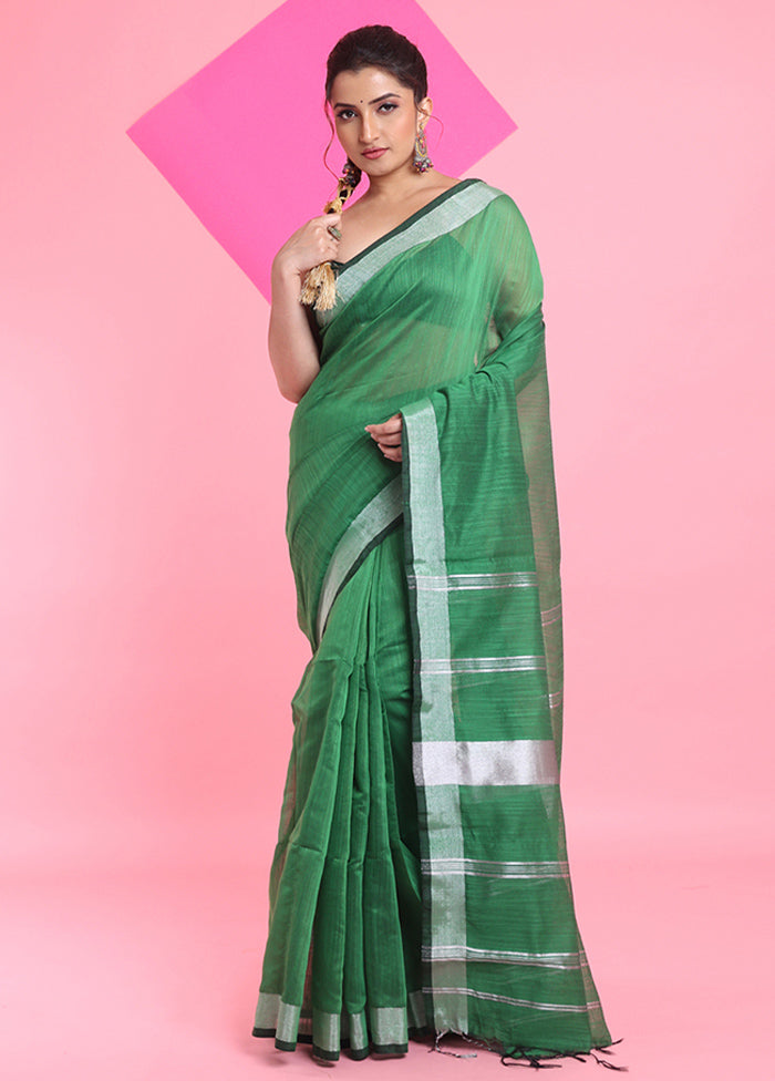 Green Cotton Saree With Blouse Piece Clearance Online Official Site