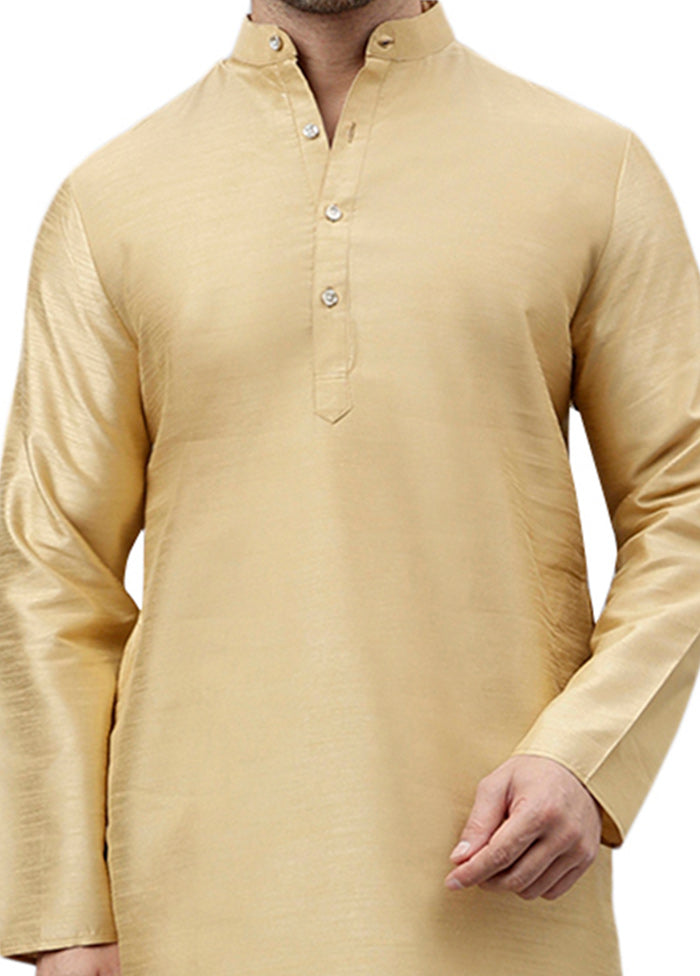 Cream Dupion Silk Solid Kurta Discount Shop