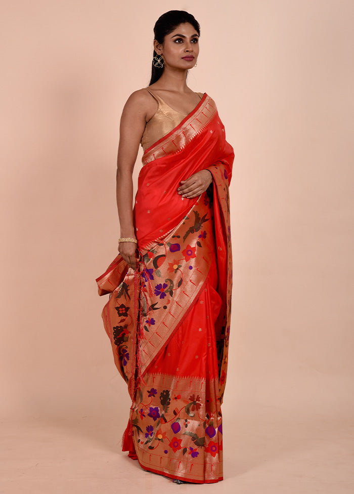 Red Dupion Silk Saree With Blouse Piece Sale Enjoy