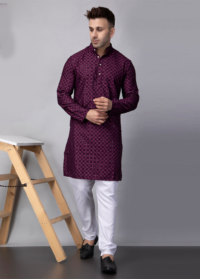 2 Pc Purple Viscose Kurta Pajama Set Sale Footlocker Pictures