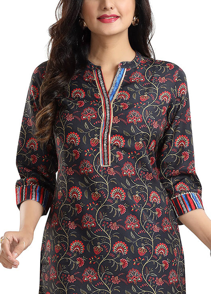 Black Readymade Rayon Short Kurti Order