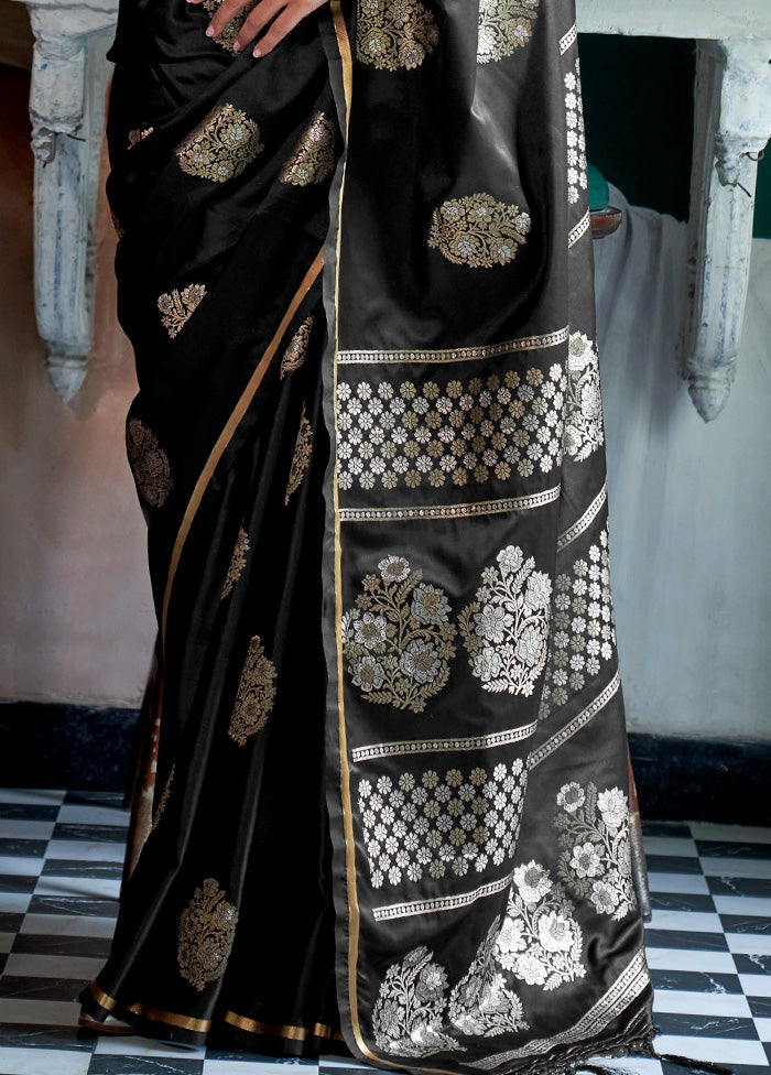 Black Spun Silk Saree With Blouse Piece Buy Cheap Eastbay