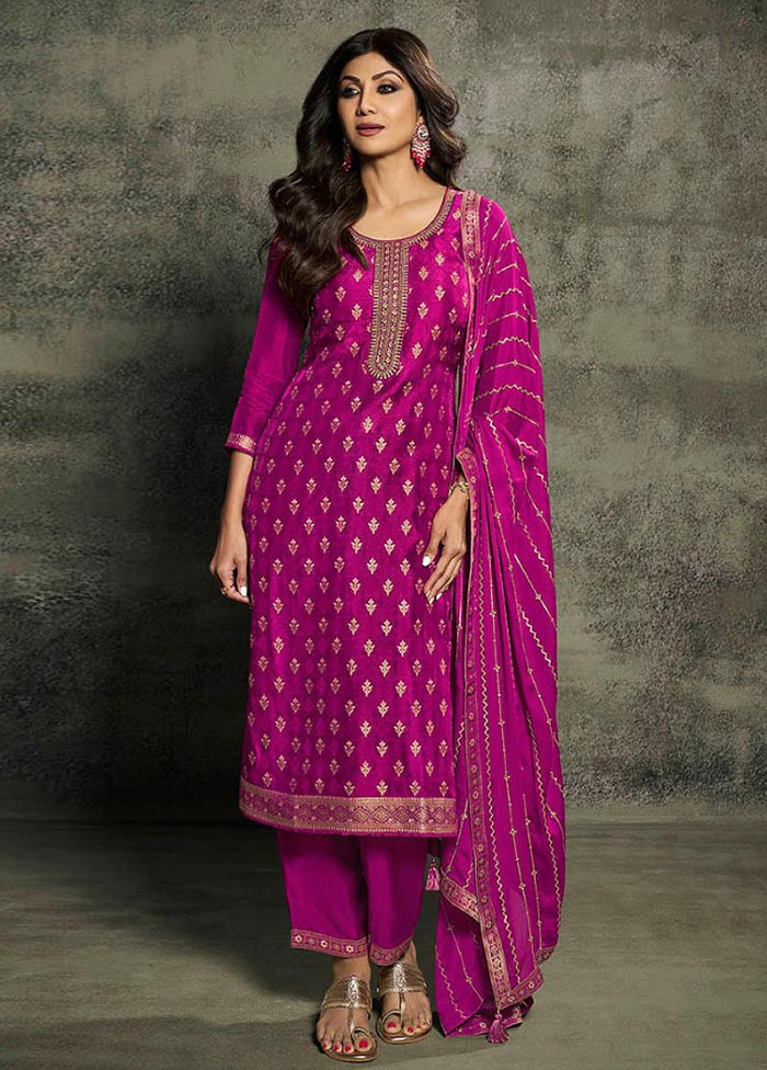 3 Pc Rani Semi Stitched Viscose Suit Set For Cheap Cheap Online