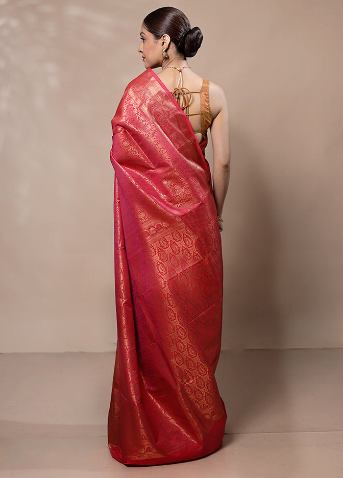 Red Kanjivaram Silk Saree With Blouse Piece Free Shipping Classic