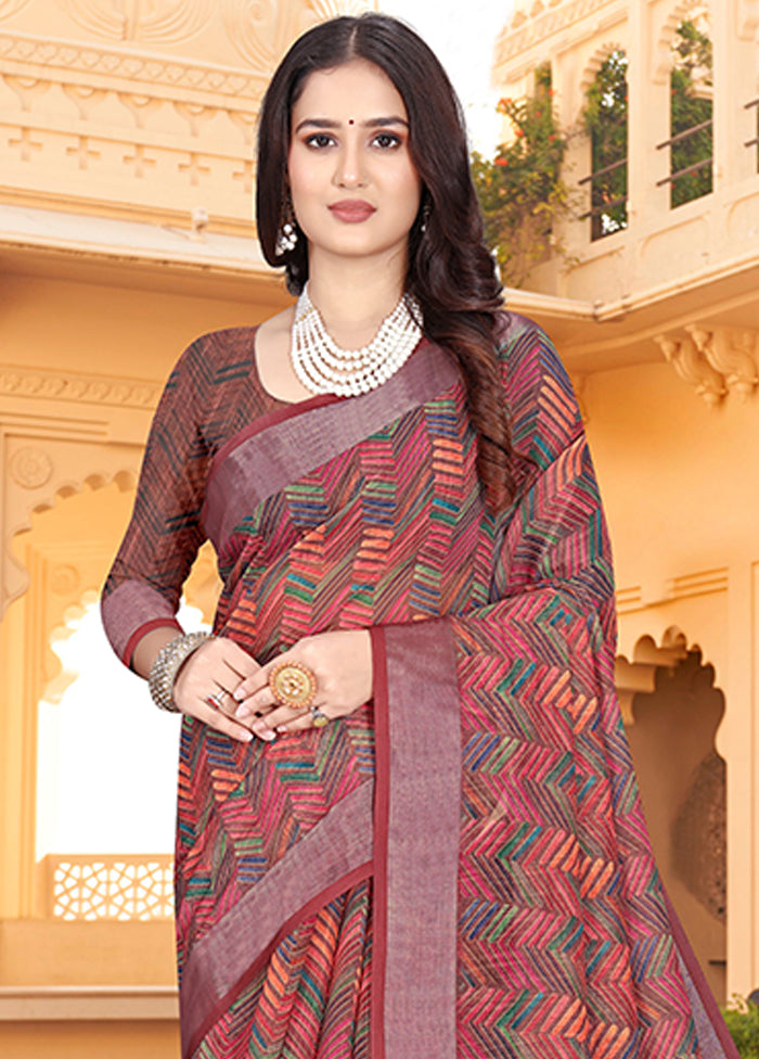 Multicolor Linen Silk Saree With Blouse Piece Buy Cheap Wholesale Pice