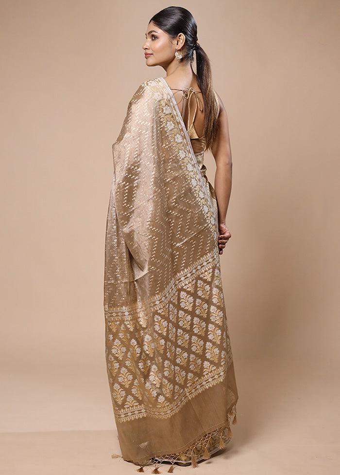 Cream Tissue Silk Saree With Blouse Piece Best Pices Online