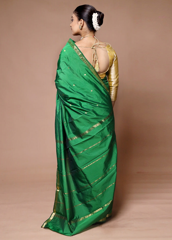 Green Kanjivaram Silk Saree With Blouse Piece Sast