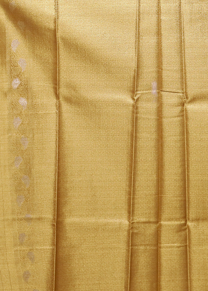 Golden Tissue Silk Saree With Blouse Piece Quality Original