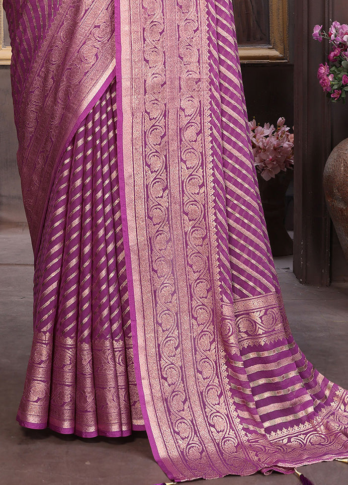 Purple Spun Silk Saree With Blouse Piece Limited Edition