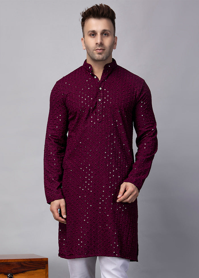 2 Pc Purple Viscose Kurta Pajama Set 2025 Unisex Cheap Pice