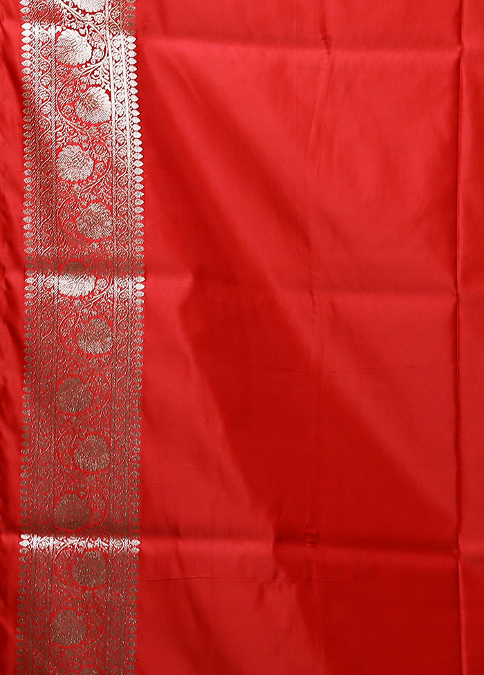 Red Banarasi Silk Saree With Blouse Piece Free Shipping Limited Edition