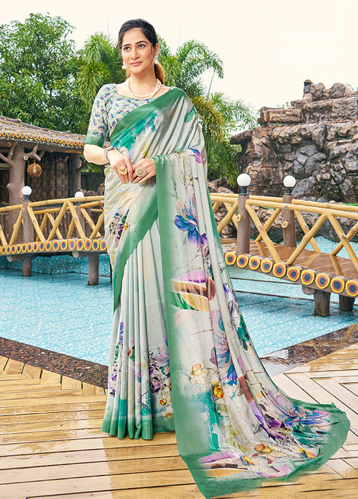 Cream Crepe Silk Saree With Blouse Piece Buy Cheap For Nice