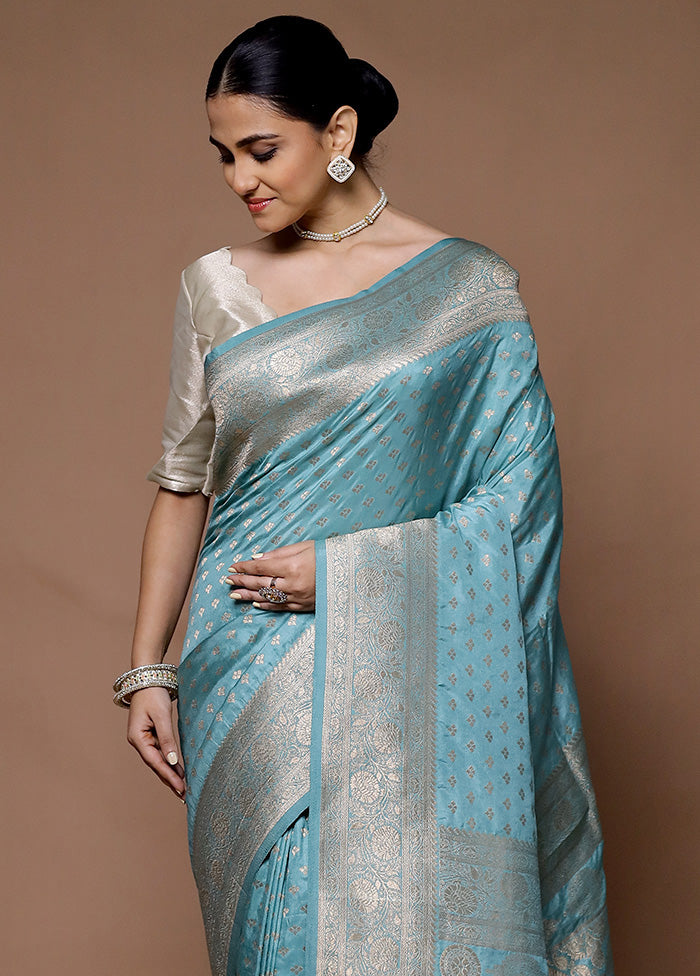 Blue Georgette Saree With Blouse Piece Sale Online Online