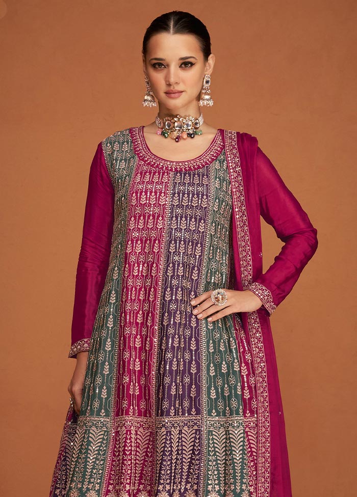 3 Pc Pink Semi Stitched Georgette Suit Set Cheap Sale Amazing Pice