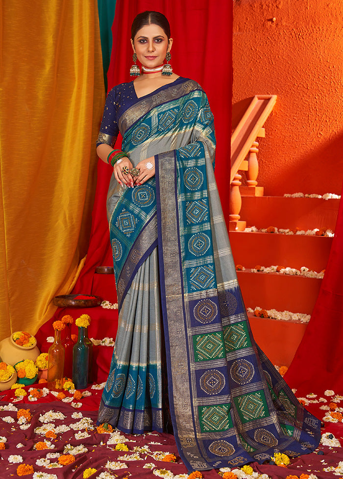 Grey Tussar Silk Saree With Blouse Piece Discount Great Deals