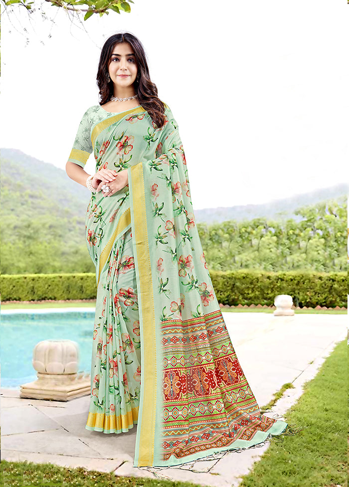 Pista Green Spun Silk Saree With Blouse Piece Outlet Find Great