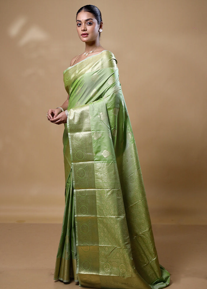 Green Kanjivaram Silk Saree With Blouse Piece 2025 New For Sale