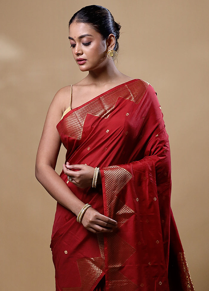 Maroon Kanjivaram Silk Saree With Blouse Piece Outlet Best Seller