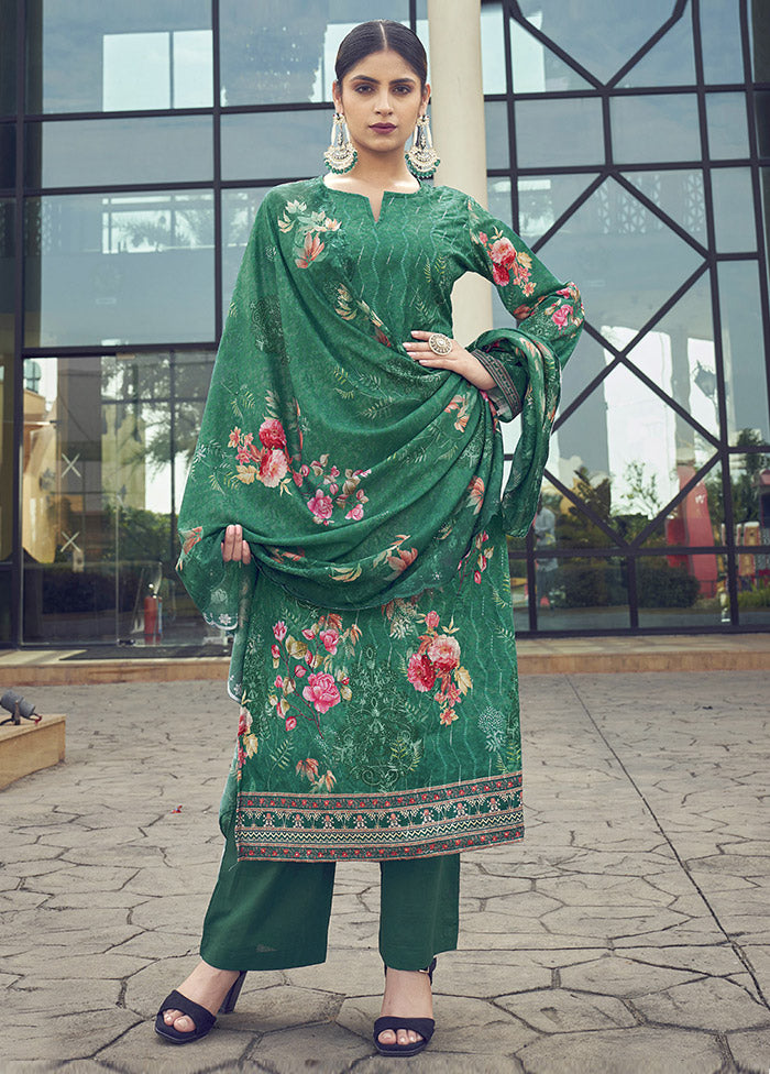 3 Pc Green Unstitched Silk Suit Set Cheap Sale 2025