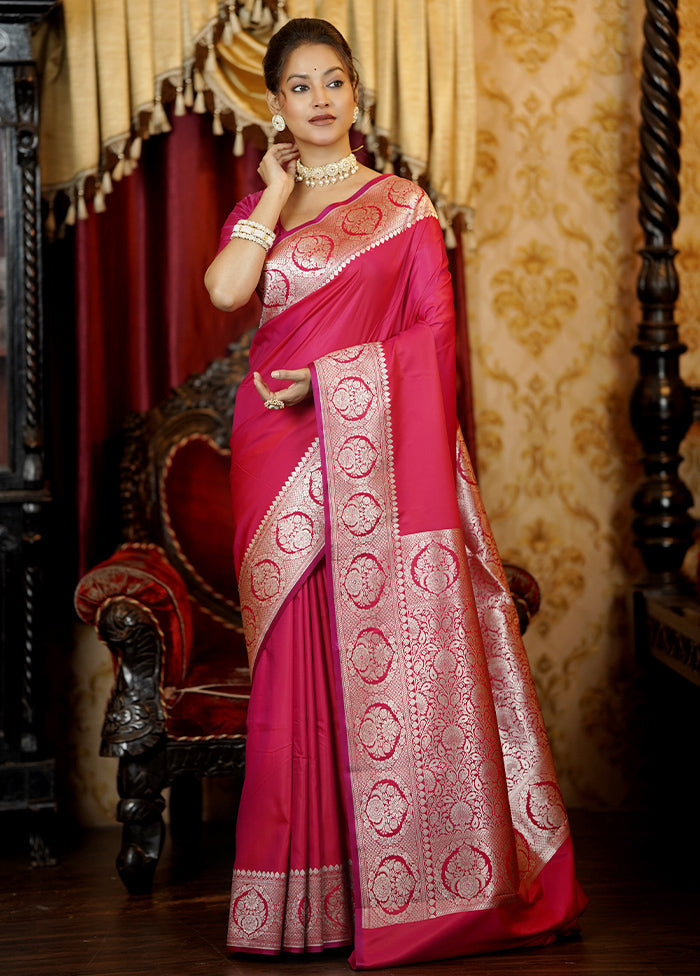 Pink Katan Silk Saree With Blouse Piece Buy Cheap Browse