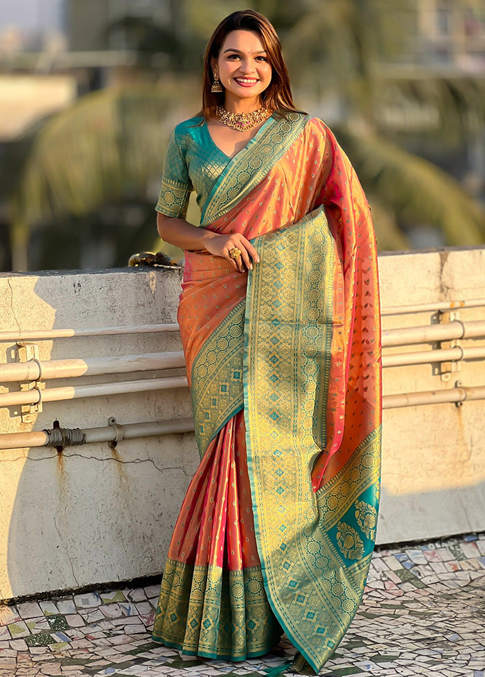 Pink Spun Silk Saree With Blouse Piece Top Quality Sale Online