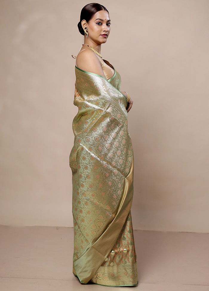 Green Tanchoi Silk Saree With Blouse Piece Amazon Online