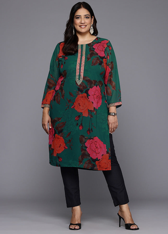 Green Readymade Georgette Kurti Many Kinds Of Cheap Online