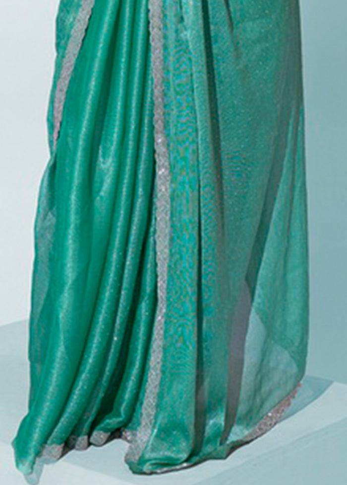 Sea Green Chiffon Silk Saree With Blouse Piece Clearance Visit New