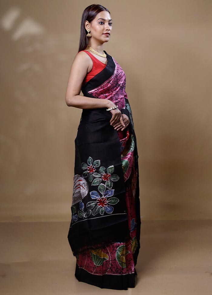 Pink Printed Pure Silk Saree Without Blouse Piece Discount Pay With Paypal