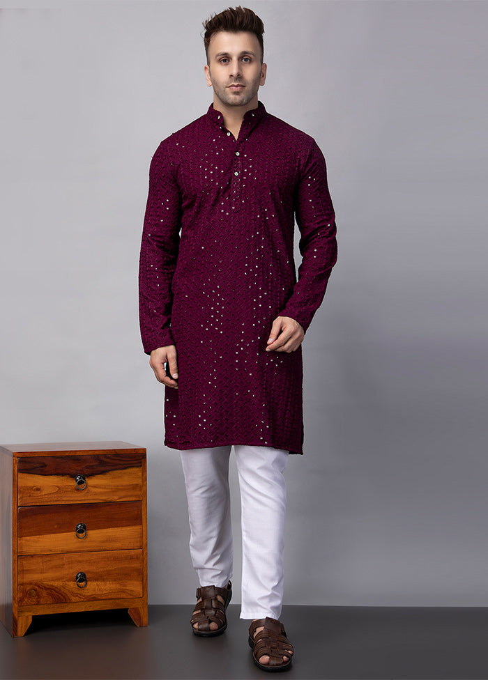 2 Pc Purple Viscose Kurta Pajama Set 2025 Unisex Cheap Pice