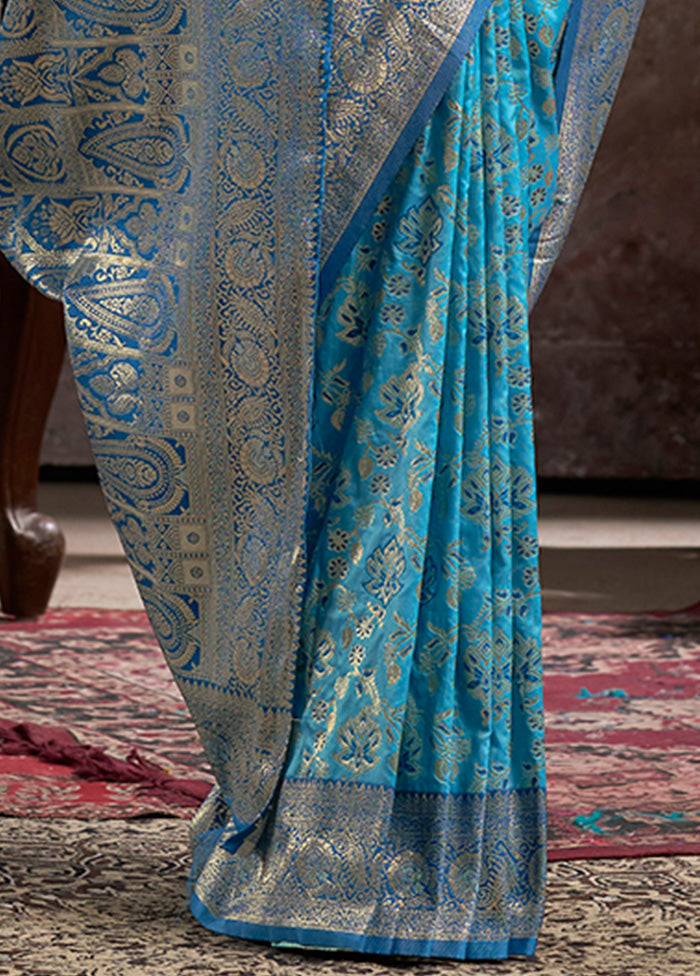 Blue Spun Silk Saree With Blouse Piece Clearance 2025