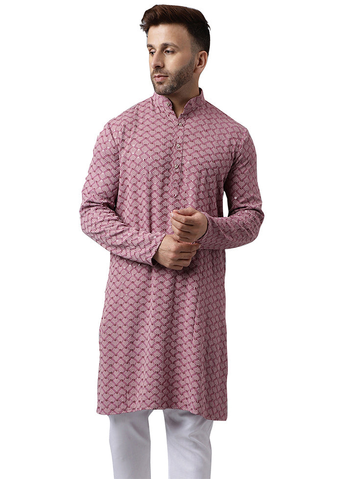 Pink Silk Embroidered Kurta Shop Sale Online