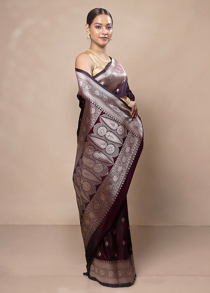 Purple Katan Silk Saree With Blouse Piece Clearance Limited Edition