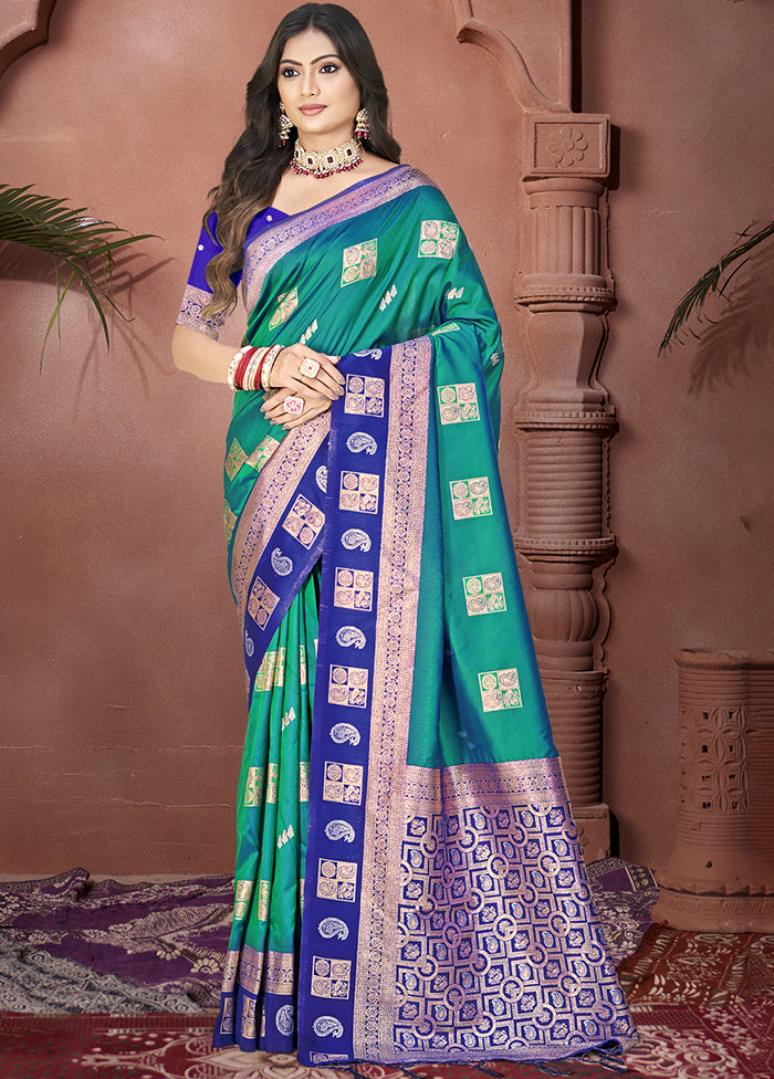 Rama Dupion Silk Saree With Blouse Piece Discount Ebay