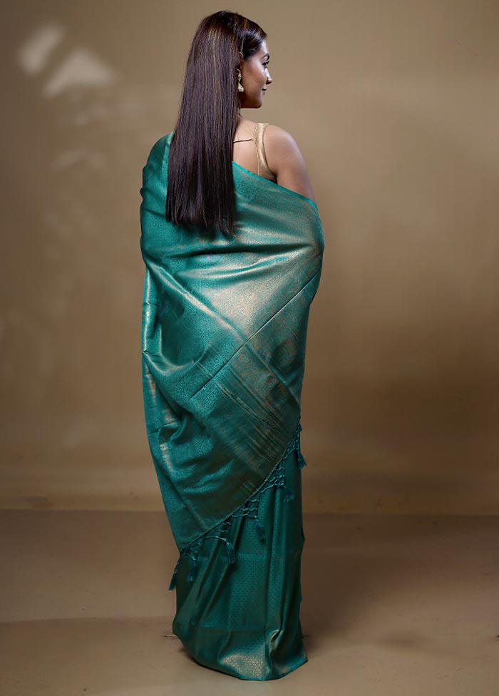 Green Dupion Silk Saree With Blouse Piece Outlet Store Cheap Pice