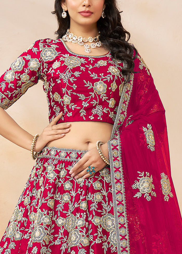 3 Pc Pink Silk Semi Stitched Lehenga Set Browse Cheap Pice