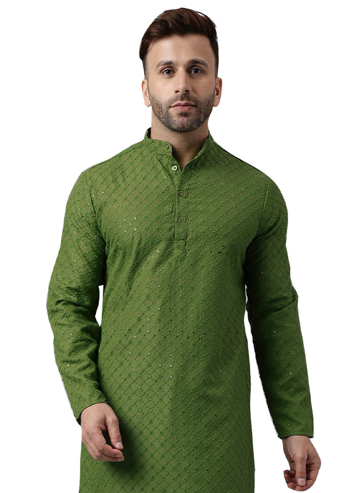 Mehendi Silk Embroidered Kurta Outlet 100% Original